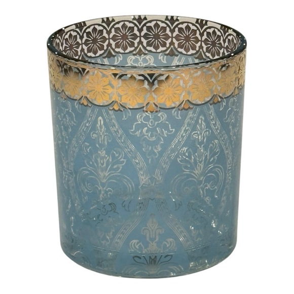 Anthropologie Other - ANTHROPOLOGIE PATINA VIE Blue With 18kt Gold Filigree Tumbler NEW